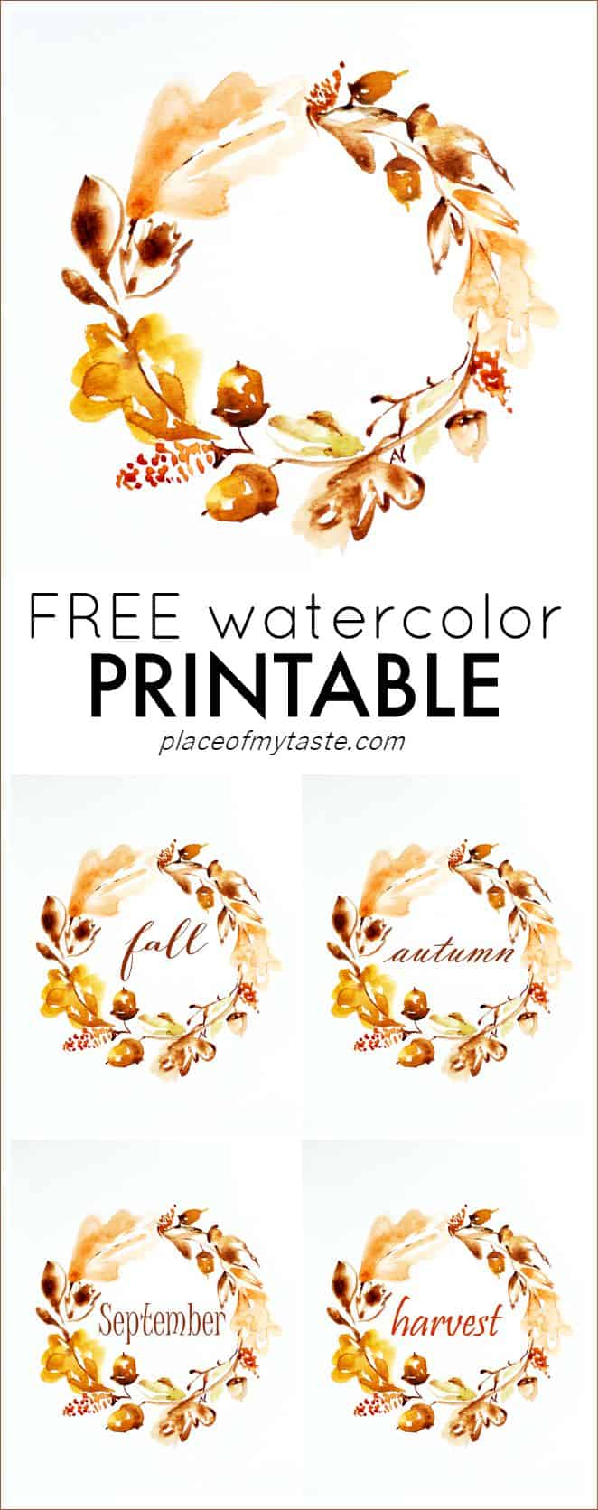 FREE WATERCOLOR THANKSGIVING PRINTABLE PLACE OF MY TASTE