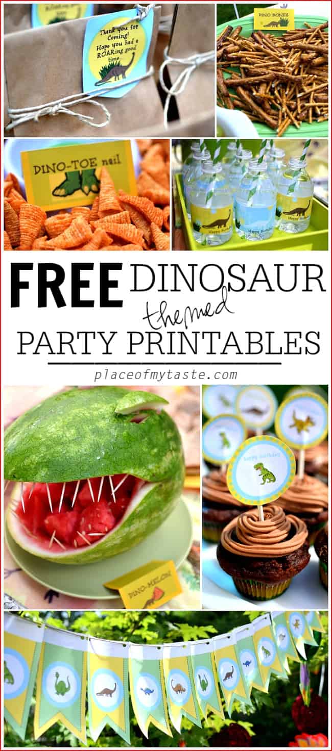 FREE Dinosaur themed party printables