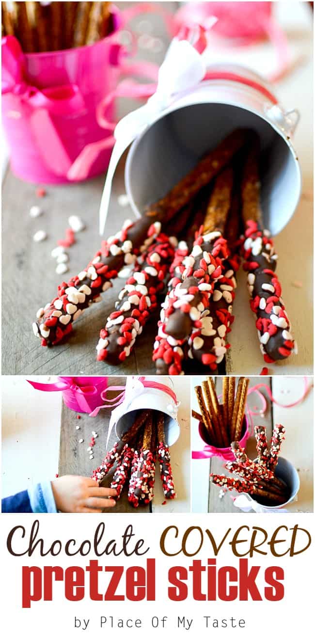 Chocolate covered pretzel sticks