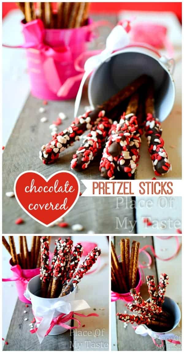 Chocolate covered pretzel sticks @placeofmytaste.com