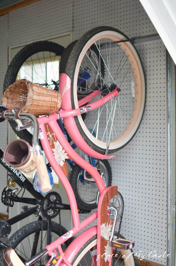 Pegboard bike online storage