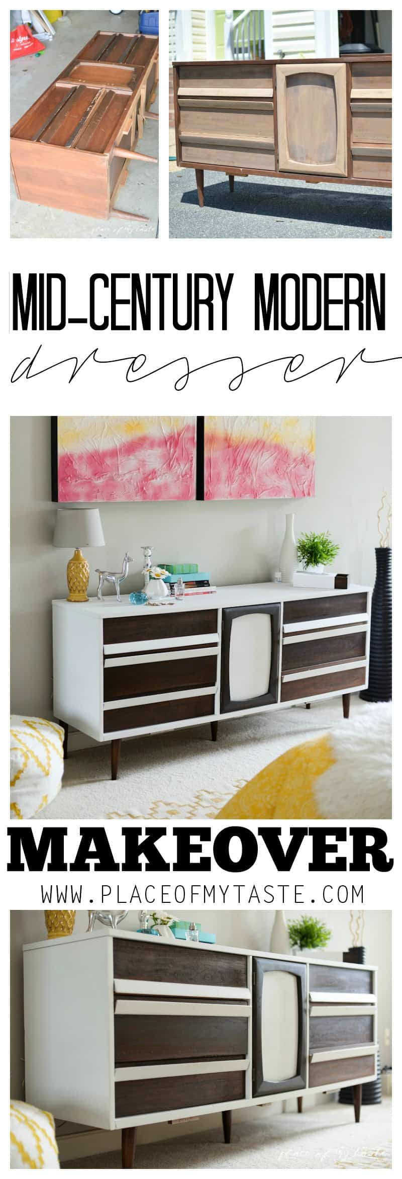 MidCentury modern dresser makeover - www.placeofmytaste