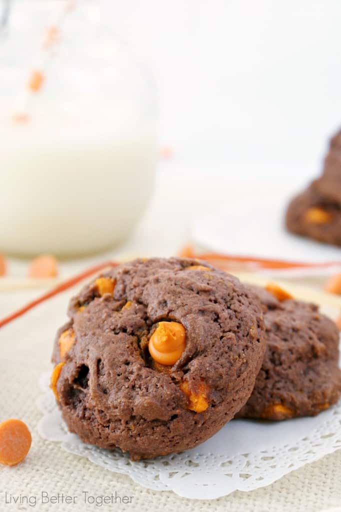 Chocolate Pumpkin Chip Pudding Cookies