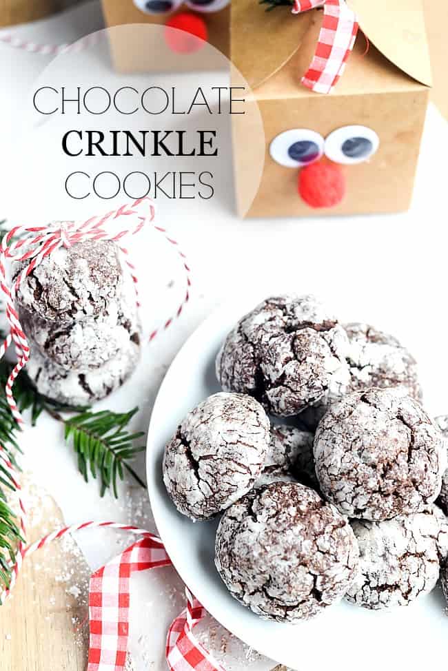 Christmas Recipes are the best! These Chocolate Crinkle Cookies are amazing! This cookie recipe favorite is perfect for Christmas desserts or as a homemade gift for your neighbors and friends! 