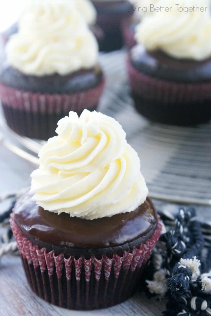 These Tuxedo Cupcakes bring together bold dark chocolate and sweet white chocolate for a dessert that's sure to please! 