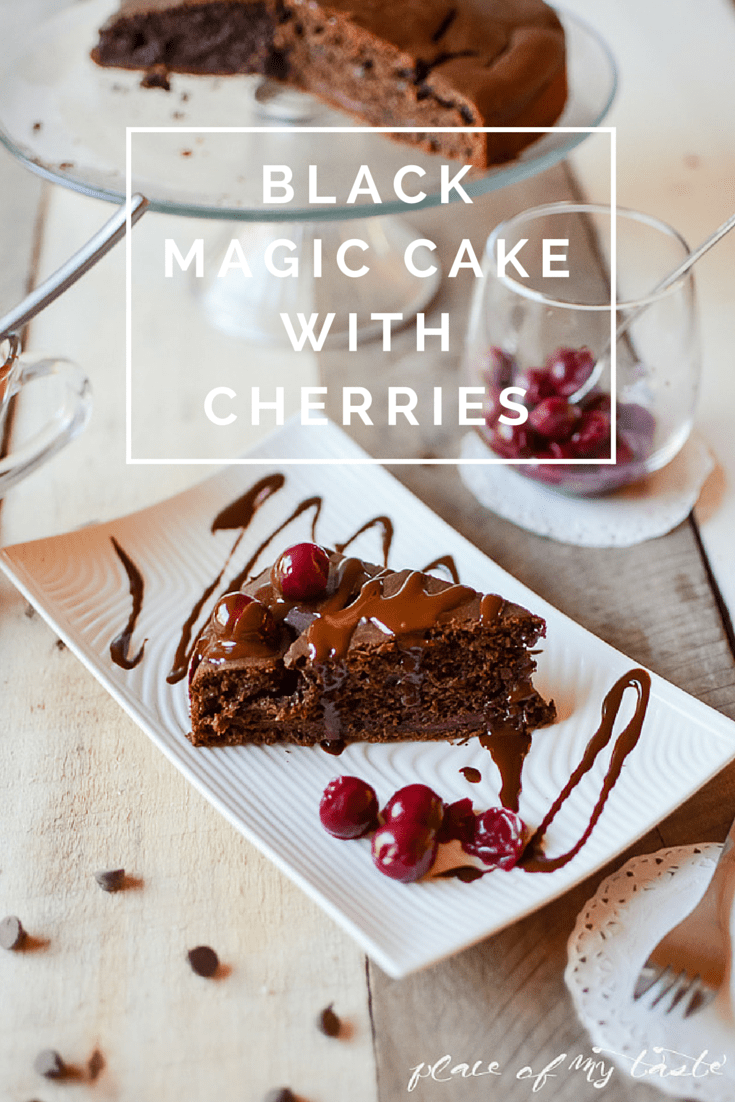 black magic cake with cerries
