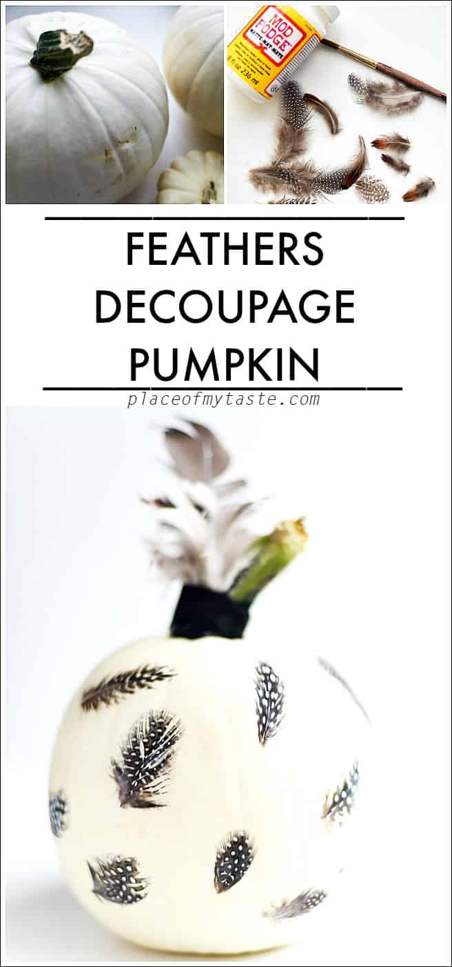 FEATHERS DECOUPAGE PUMPKINS