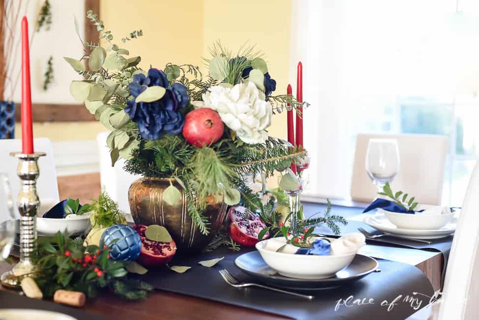Festive, gorgeous table setting for the Christmas Holidays