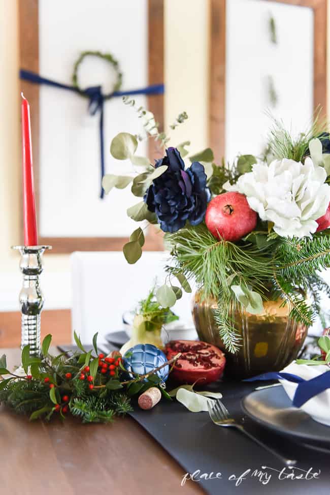 Festive, gorgeous table setting for the Christmas Holidays