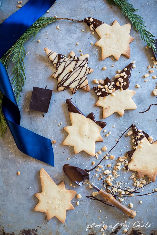 Chocolate dipped Christmas cookies. Perfect for your Holiday party!