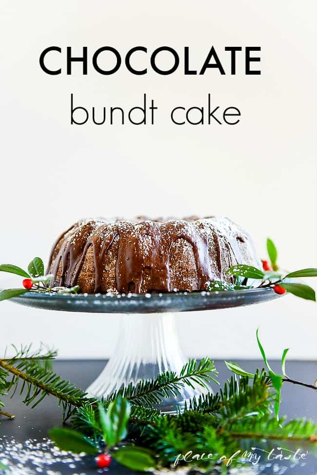 Chocolate Bundt Cake Recipe - This delicious chocolate cake is not too sweet, it's very chocolatey, and super soft and fluffy.  You can put the ingredients together in less than 10 minutes. No joke!  Bake it for 45 minutes and this incredible goodness is done! PIN IT NOW and bake it later!
