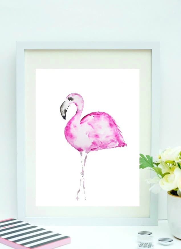 Do you love FREE printable art? I have this pretty PINK FLAMINGO ART for you! Click and grab your FREE copy and decorate your home with it!