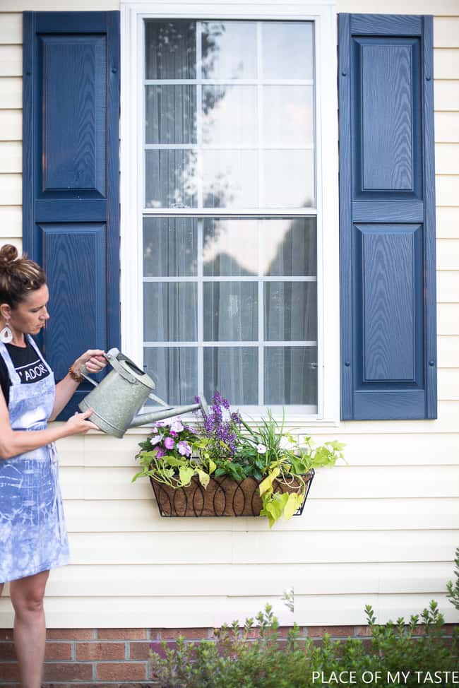 WINDOW FLOWER BASKET ON VINYL SIDING