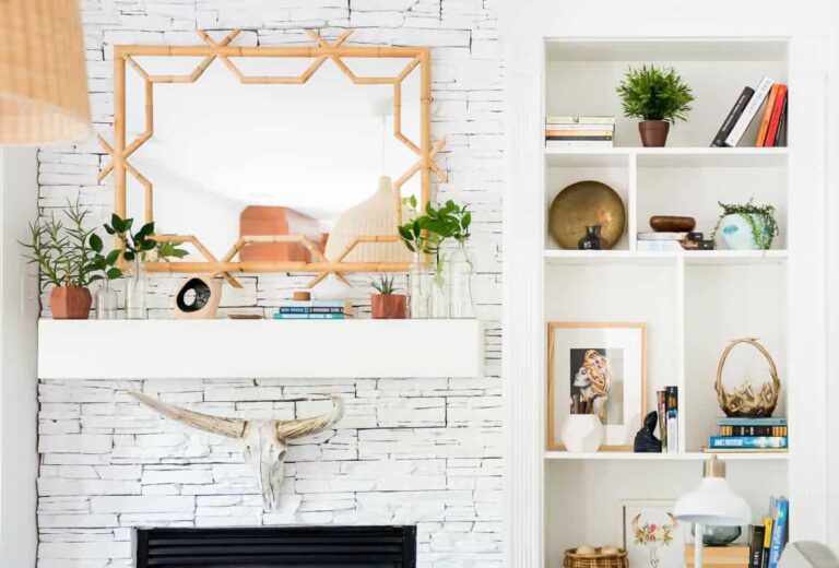 MANTEL DECOR UPDATE WITH SERENA & LILY BAMBOO MIRROR