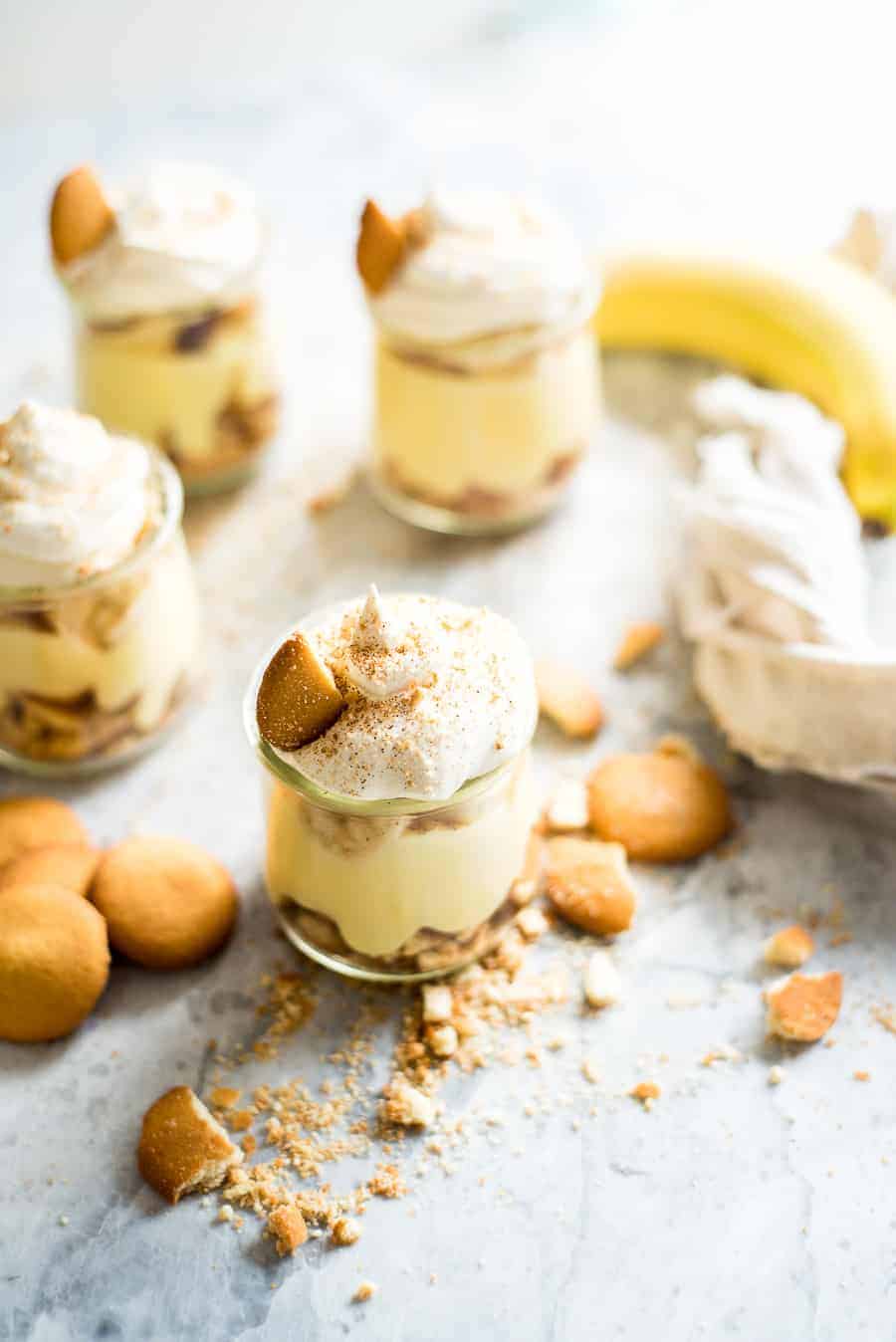 Vanilla Wafers and Banana pudding in a jar.