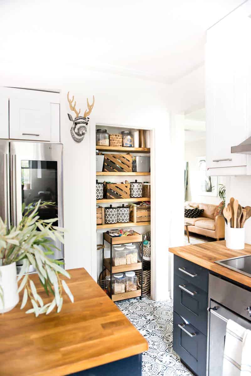 Organizing Open Shelves  Open kitchen shelves, Pantry shelving, Kitchen  organization diy