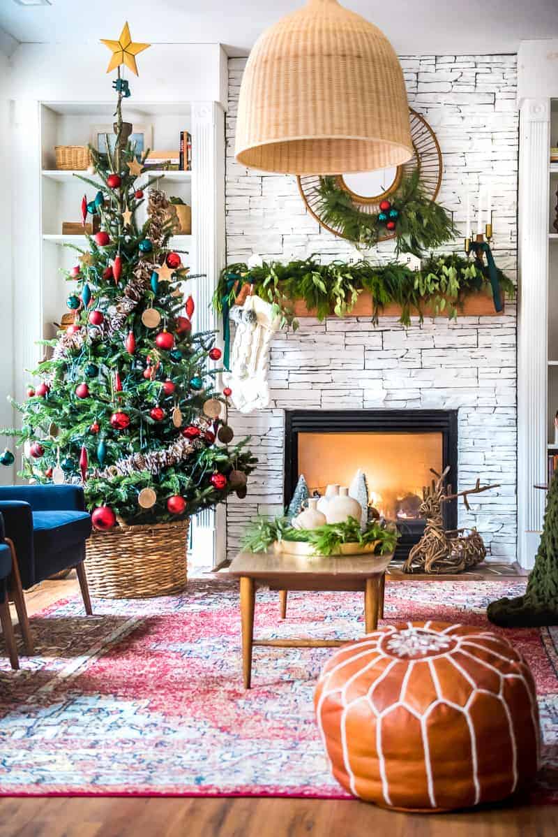 Christmas Home decor with fireplace