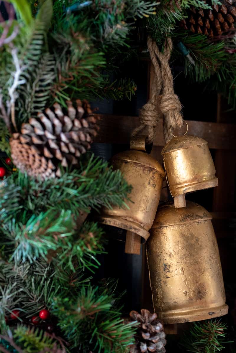 Harmony bells on door christmas wreath