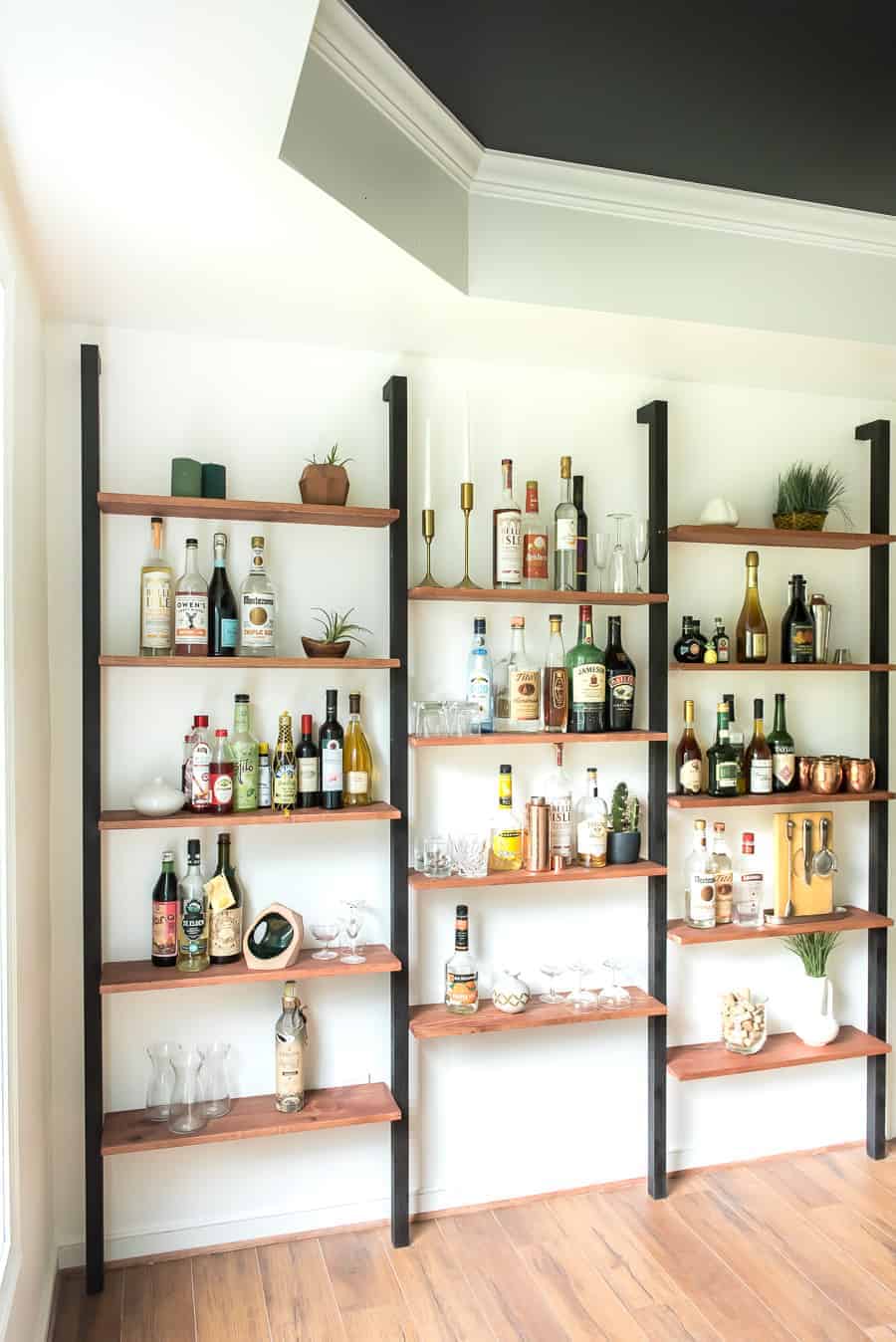 Wooden wall store bar shelf