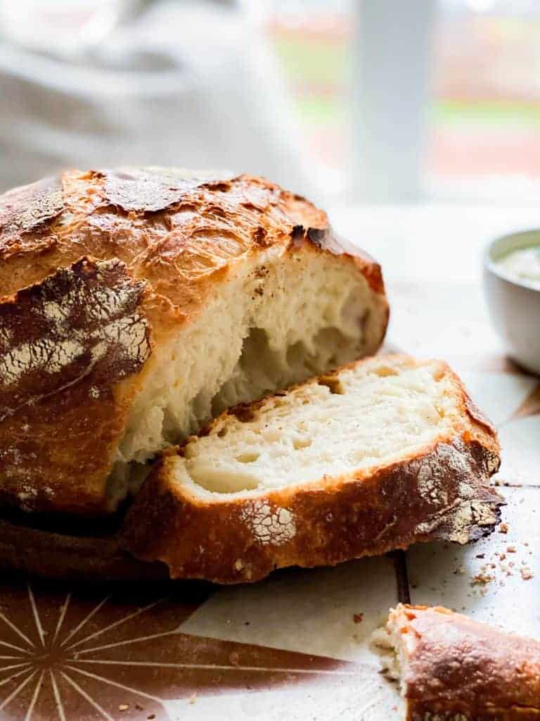 Crunchy bread. Homemade artisan bread.