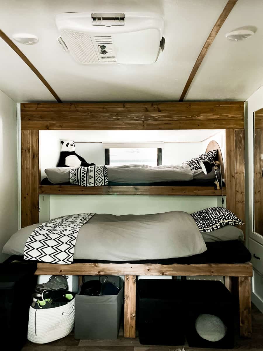 Bunk beds in a camper's bunkhouse.