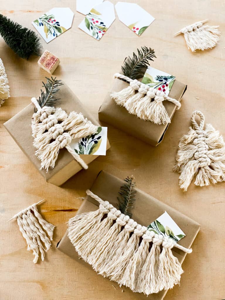 macrame gift wrapping